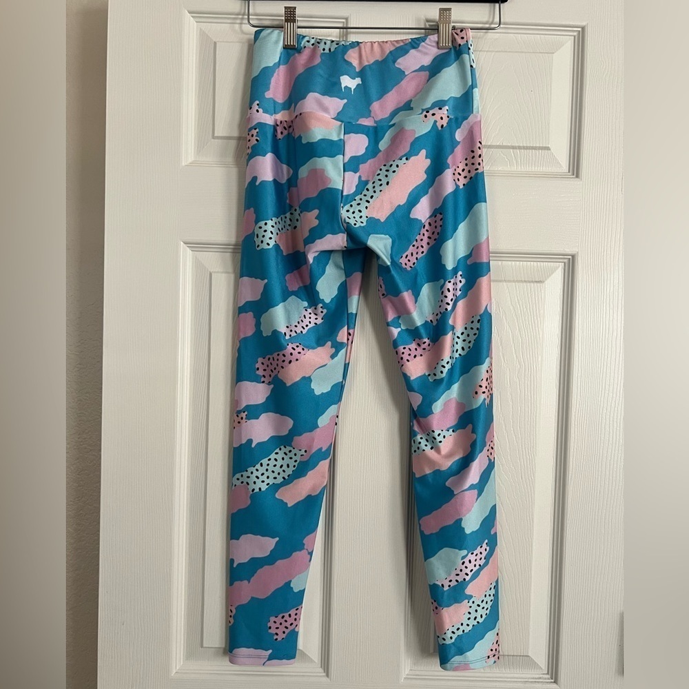 Goldsheep | Blue Pink Leggings Sz M Crop - Picture 2 of 7